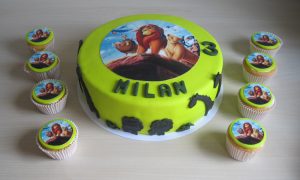 Lion King taart en cupcakes